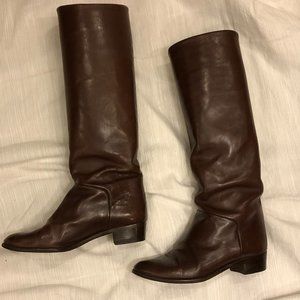 Vintage 80s Tall Brown Italian Leather Boots